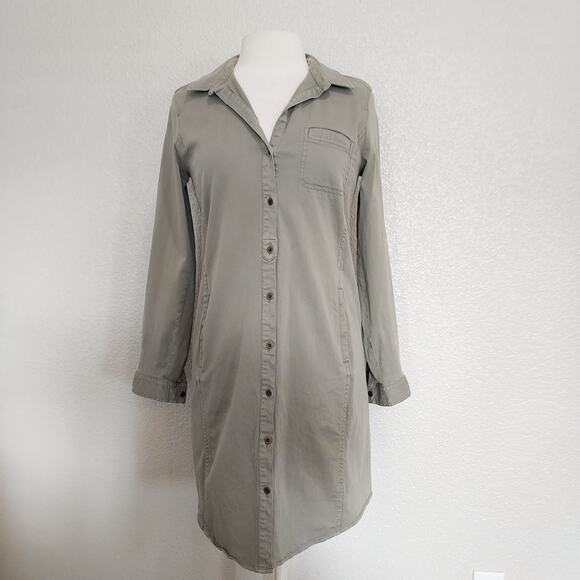 J. Jill Live-In Chino Green Button Down Shirt Dress Size 6 - Picture 1 of 11